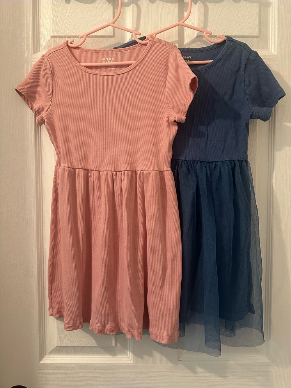 Carter's Pink and Navy Knit Tee Dresses with Tulle Skirt